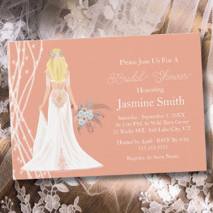 Invitation Mariée Bohème aux Cheveux Blonds avec Perles Cadea