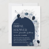 Invitation Mariée Boho Fleur sauvage bleu de la Marine Floral (Devant)