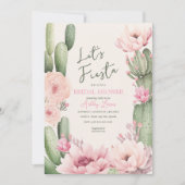Invitation Mariée Cactus rose rose rose vif Fiesta Boho (Devant)
