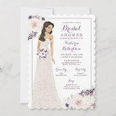 Invitation Mariée d'anémone violette dans la Fête des mariées (Devant)