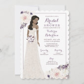 Invitation Mariée d'anémone violette dans la Fête des mariées (Devant)