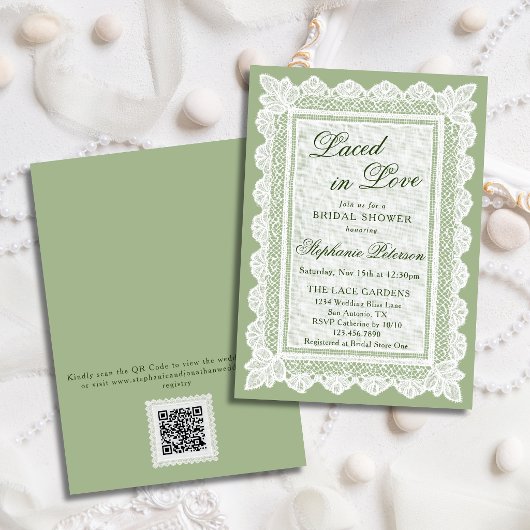 Invitation Mariée dans l'Amour Code QR Broderie Mariage Fête