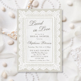 Invitation Mariée dans l'Amour Vintage Ivory Lace Baby Shower