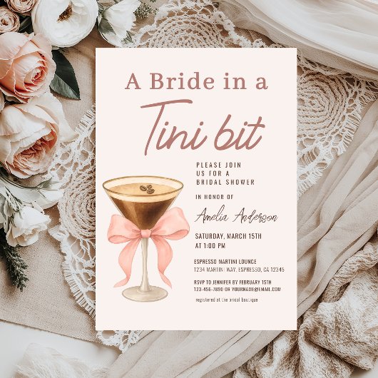 Invitation Mariée dans un Martini Espresso Tini Bit Enterreme