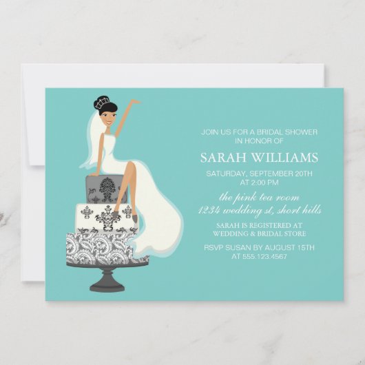 Invitation Mariée d'Aqua sur le gâteau Mariage (Devant)
