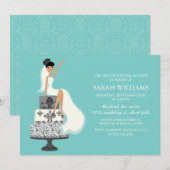 Invitation Mariée d'Aqua sur le gâteau Mariage (Devant / Derrière)