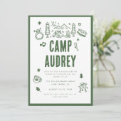 Invitation Mariée de camp moderne vert Week-end d'enterrement (Debout devant)
