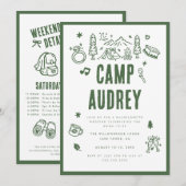Invitation Mariée de camp moderne vert Week-end d'enterrement (Devant / Derrière)