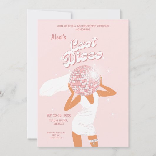 Invitation Mariée de fille Disco Dernière rose (Devant)