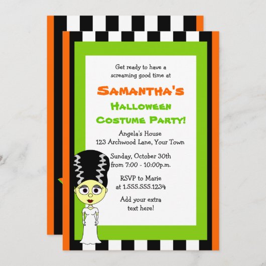Invitation Mariée de Frankenstein Halloween Costume Party (Devant / Derrière)