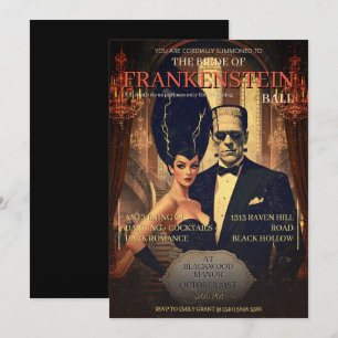 Invitation Mariée de Frankenstein Rétro Horreur Halloween Vin