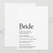 Invitation Mariée Définition Enterrement de vie de jeune fill (Devant / Derrière)