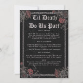 Invitation Mariée Die Goth Black Bachelorette Party Itinérair (Dos)