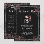 Invitation Mariée Die Goth Black Bachelorette Party Itinérair (Devant / Derrière)