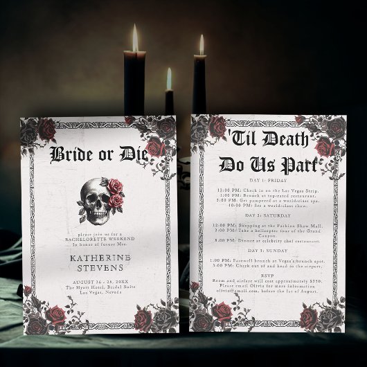 Invitation Mariée Die Goth Floral Bachelorette Party Itinérai