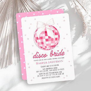 Invitation Mariée Disco Rose Boule à Facettes Nœud Enterremen