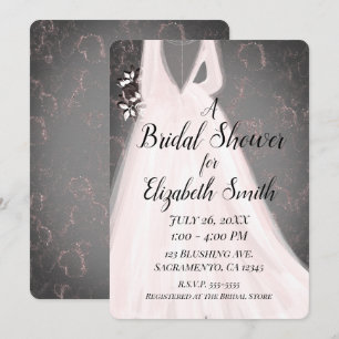 Invitation Mariée Écarlate Rose Gris Mariage Moderne Glamour