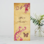 Invitation MARIÉE ÉLÉGANTE PAPILLON  PARCHEMIN Monogramme (Debout devant)