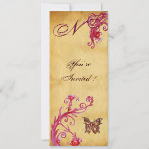 Invitation MARIÉE ÉLÉGANTE PAPILLON PARCHEMIN Monogramme
