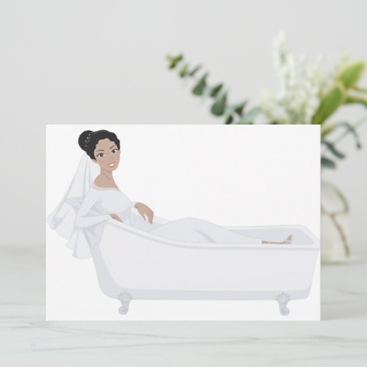 Invitation Mariée élégante se détendant dans une baignoire, c (Debout devant)