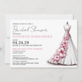 Invitation Mariée en Fête des mariées Hibiscus rose fleur (Devant)