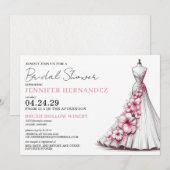 Invitation Mariée en Fête des mariées Hibiscus rose fleur (Devant / Derrière)