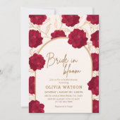 Invitation Mariée en fleur rose et doré fleurie douche nuptia (Devant)