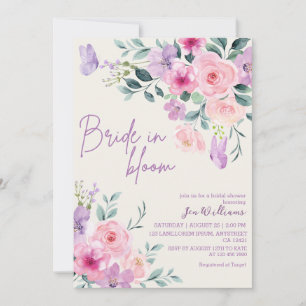 Invitation Mariée en fleurs aquarelle fleurie douche nuptiale