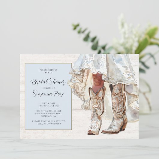 Invitation Mariée En Mariage Robe Cowgirl Bottes En (Debout devant)