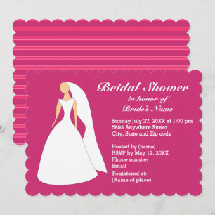 Invitation Mariée en Robe de Mariée Rose Foncé Enterrement de