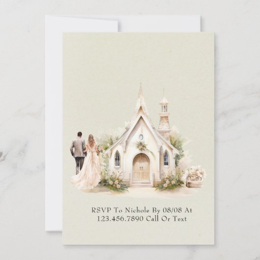 Invitation Mariée et chambre Lumière Vert Mariage Couples Dou (Dos)