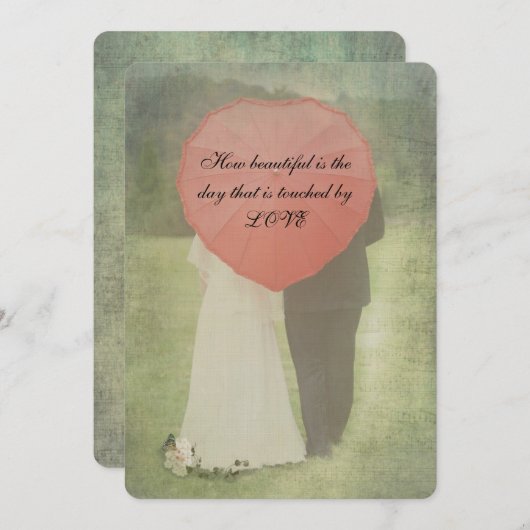 Invitation Mariée et chambre Mariage campagnard à l'ancienne (Devant / Derrière)