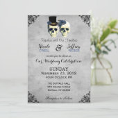 Invitation Mariée et champignon Goth Mariage russe Bleu (Debout devant)