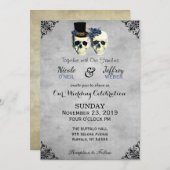 Invitation Mariée et champignon Goth Mariage russe Bleu (Devant / Derrière)