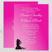 Invitation Mariée et fille Fuchsia (Devant / Derrière)