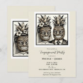 Invitation Mariée et marié Aloha Pineapple Tiki Fiançailles (Devant / Derrière)