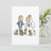 Invitation Mariée et Marié avec des Chats (Debout devant)