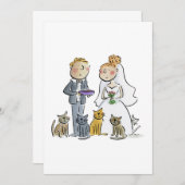 Invitation Mariée et Marié avec des Chats (Devant / Derrière)