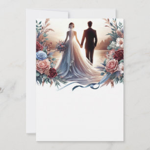 Invitation Mariée et Marié Élégant Fleurs de Mariage en Blanc