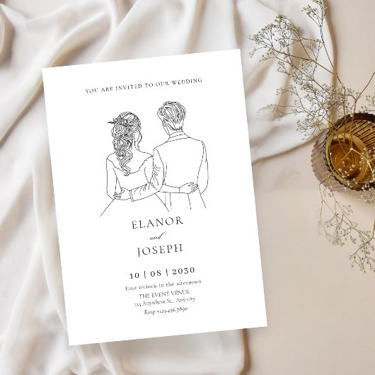 Invitation Mariée et marié élégant mariage