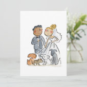 Invitation Mariée et Marié et Chiens (Debout devant)