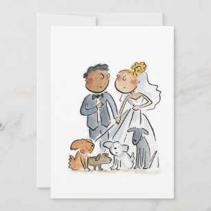 Invitation Mariée et Marié et Chiens