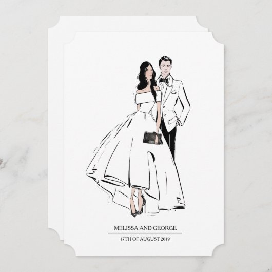 Invitation Mariée et mariée de mode (Devant / Derrière)