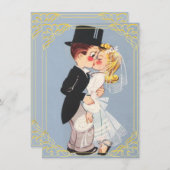 Invitation Mariée et mariée joliment encadrée (Devant / Derrière)