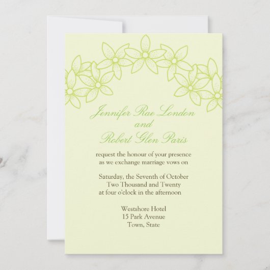 Invitation Mariée Et Salle Jardin Mariage Fleur Floral (Devant)