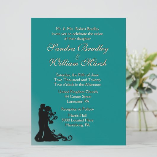 Invitation Mariée et  Turquoise (Debout devant)