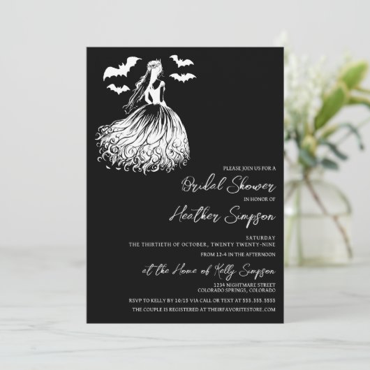 Invitation Mariée Fantôme Réception de Mariage Noir (Debout devant)