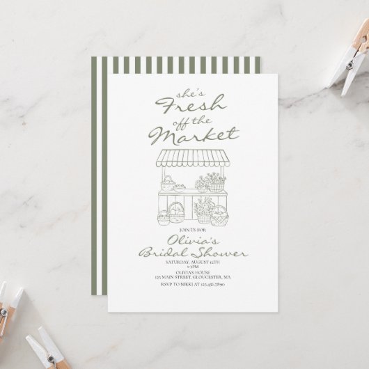 Invitation Mariée Fraîche sur le Marché (Devant/Arrière en situation)