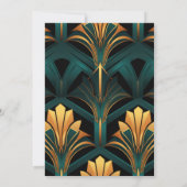 Invitation Mariée Glamour Vert et Or Art Déco (Dos)