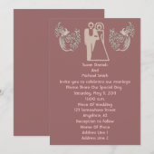 Invitation Mariée Groom Doves Dark Rose Mariage Inviter (Devant / Derrière)